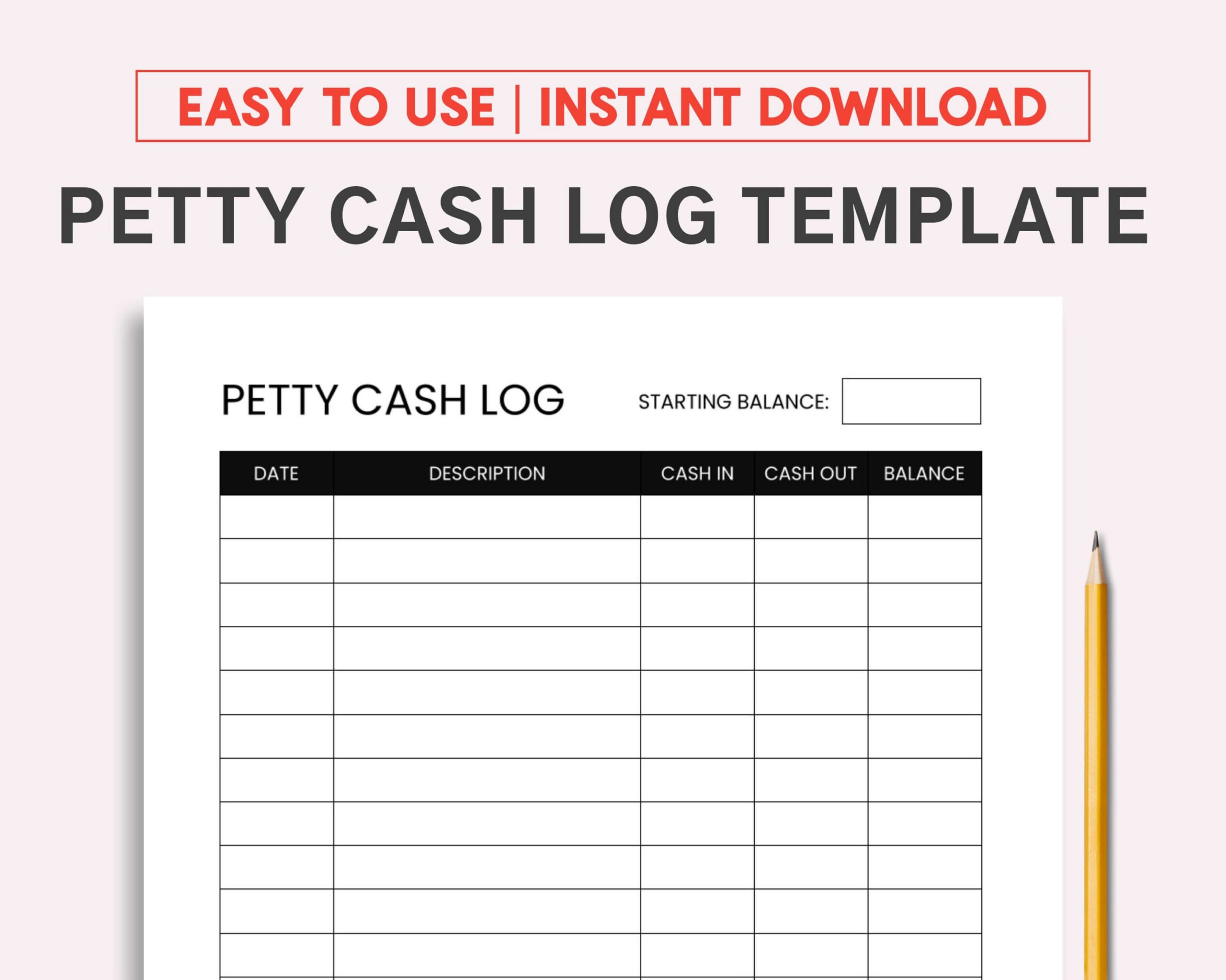 Petty Cash Log. Printable And Fillable Pdf Template. - Etsy Australia intended for Printable Daily Cash Log Template