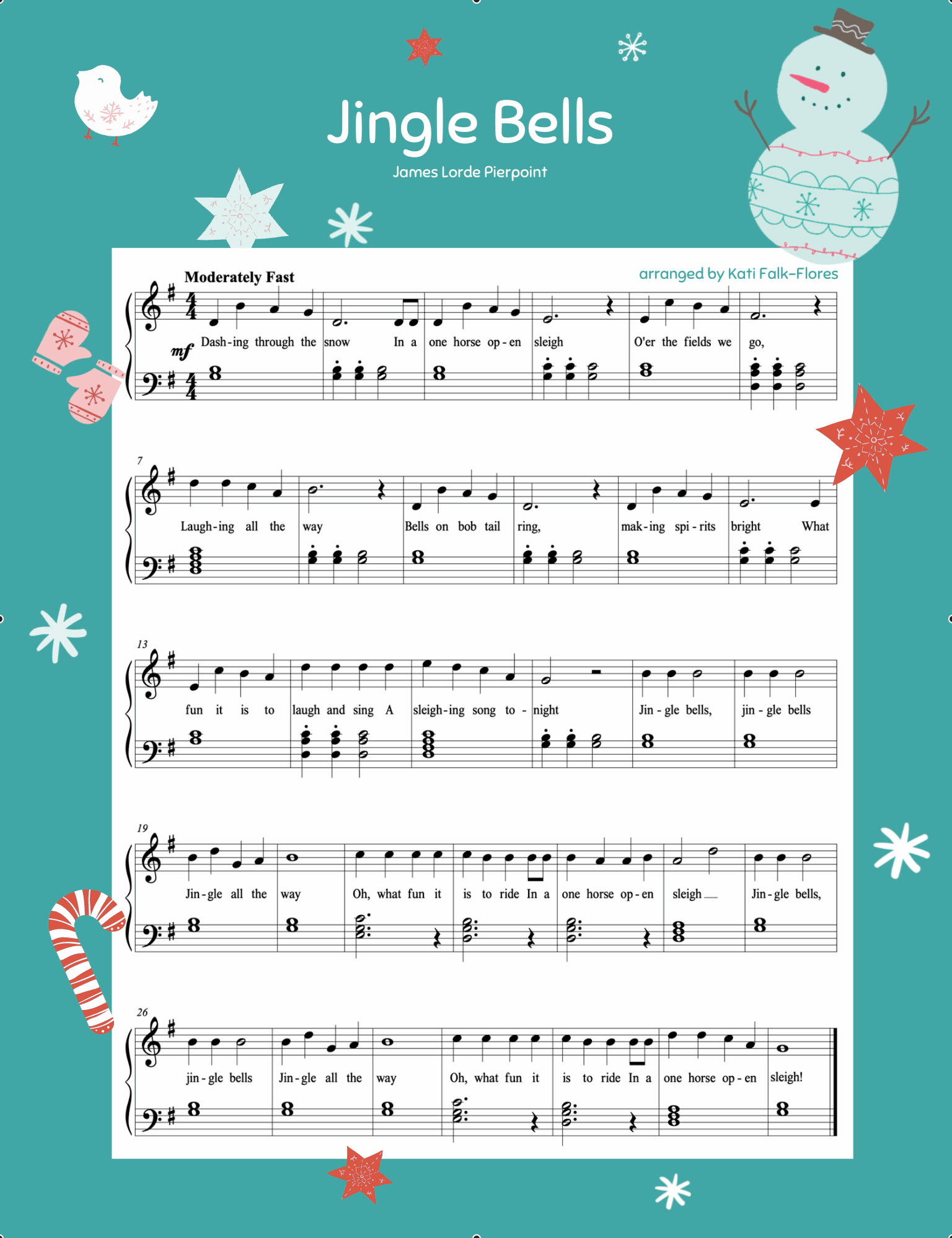 Piano Printable Sheet Music | Jingle Bells Holiday Sheet Music intended for Jingle Bells Printable Sheet Music
