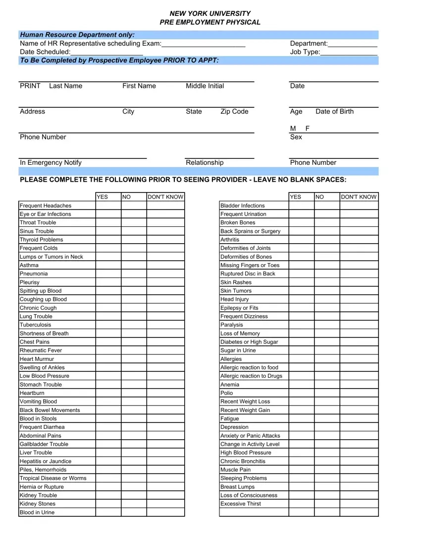Pre Employment Physical Form ≡ Fill Out Printable Pdf Forms Online within Printable Pre Employment Physical Form