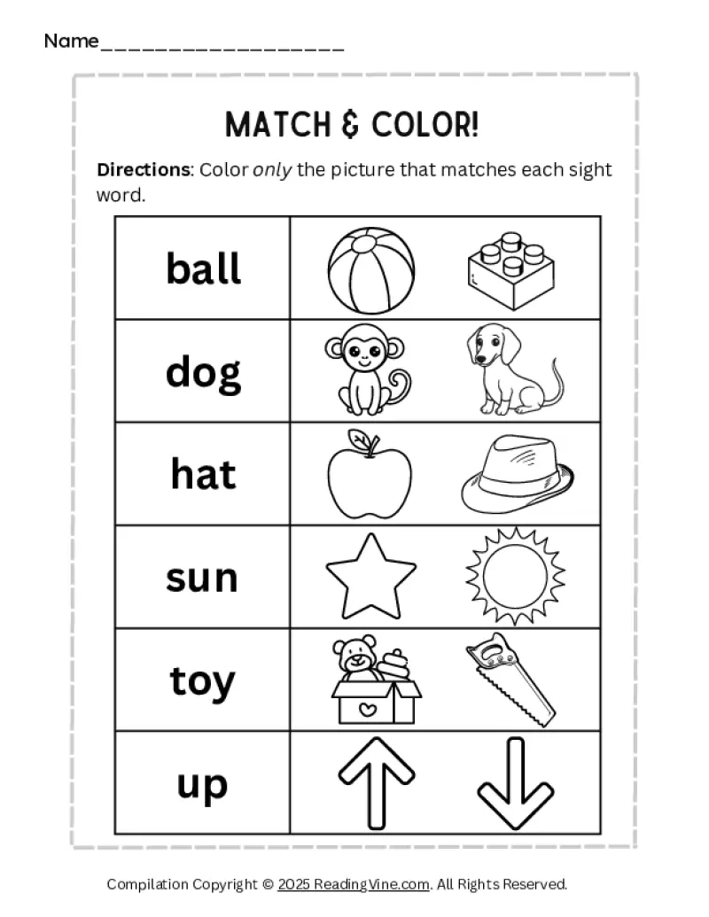 Preschool Sight Words pertaining to Sight Words For Pre K Printables