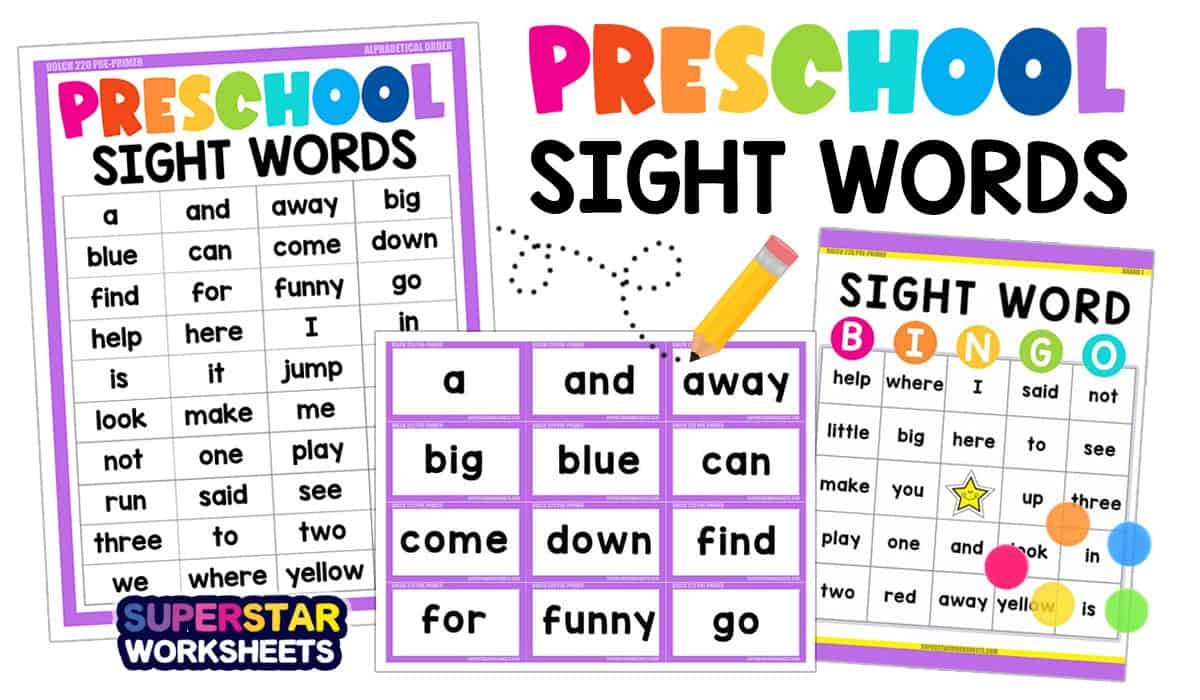 Preschool Sight Words - Superstar Worksheets for Sight Words For Pre K Printables