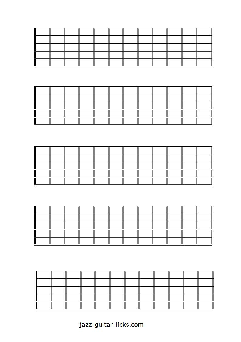 Printable Blank Guitar Neck Diagrams - Chord &amp;amp; Scale Charts intended for Free Printable Guitar Fretboard Diagram