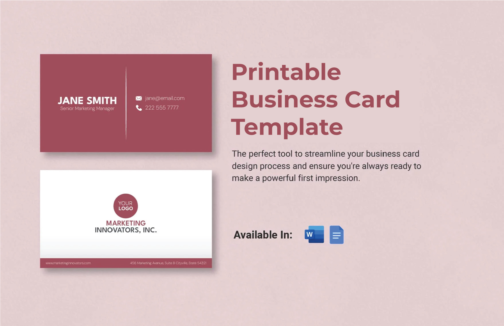 Printable Business Card Template In Word, Google Docs, Pdf within Make Business Cards Free Printable