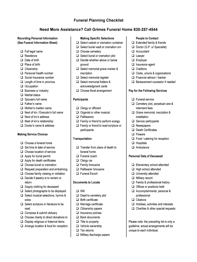 Printable Checklist After Death Of Parent: Fill Out & Sign Online within Printable In Case Of Death Checklist