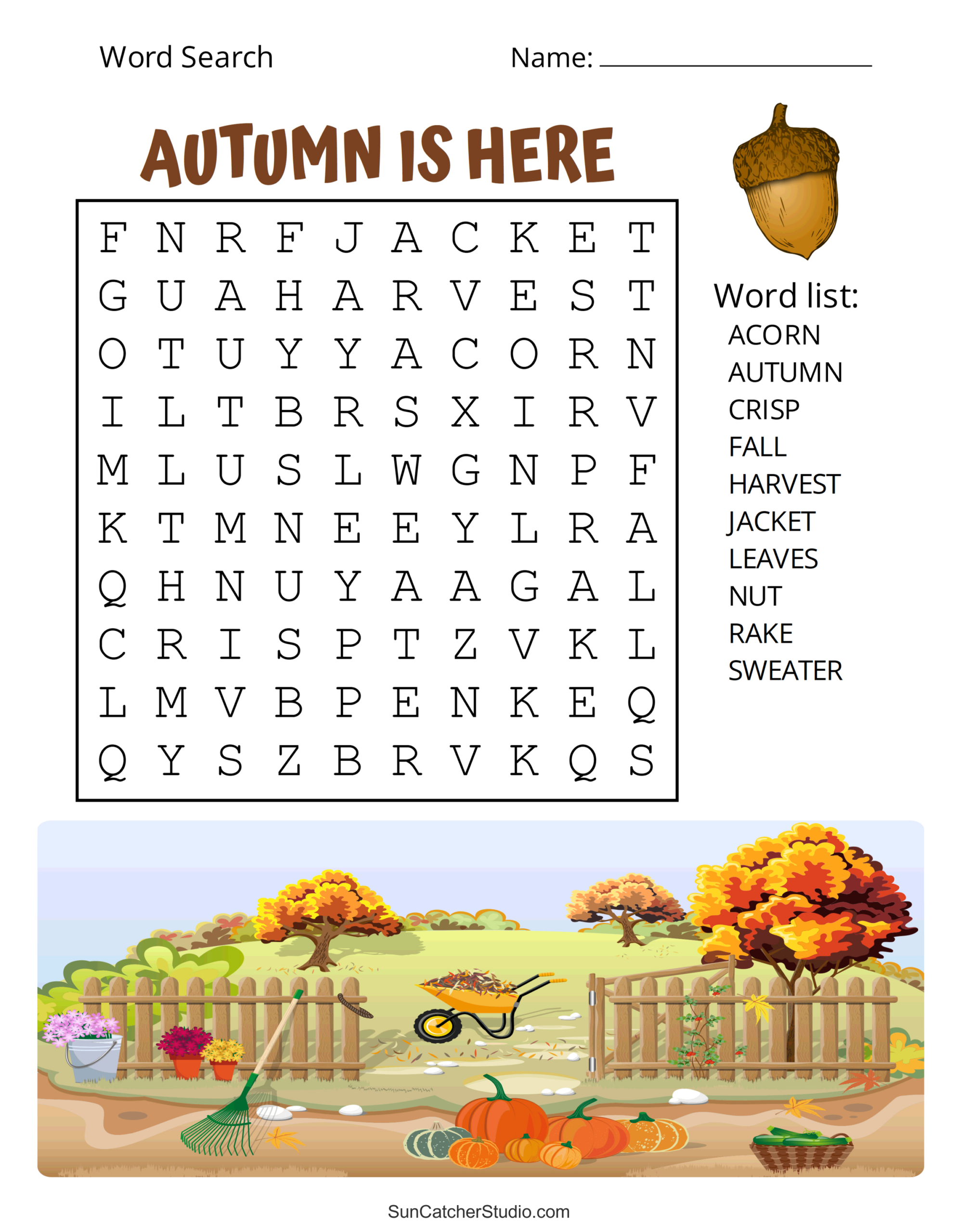 Printable Fall Word Search Puzzles (Autumn Word Search) – Free in Free Printable Word Searches For Fall