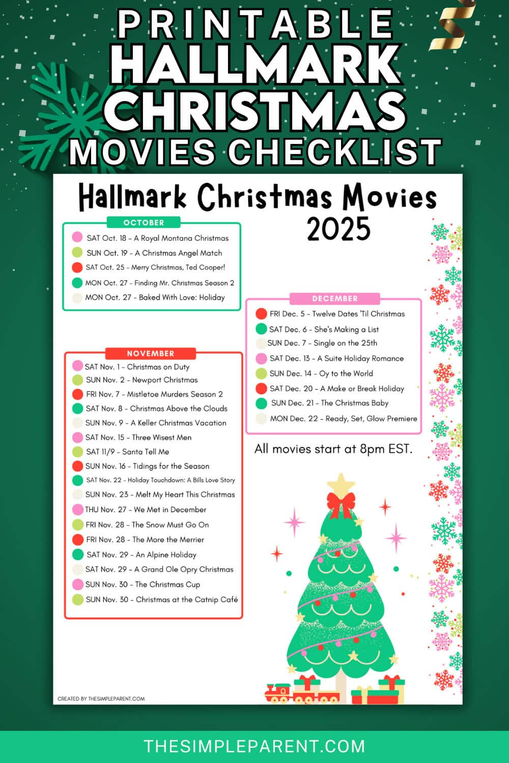 Printable Hallmark Christmas Movie Schedule – Updated For 2025! inside Hallmark Movies and More Schedule Today Printable