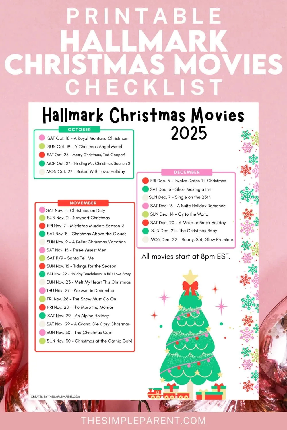 Printable Hallmark Christmas Movie Schedule – Updated For 2025! throughout Hallmark Movies And More Schedule Today Printable