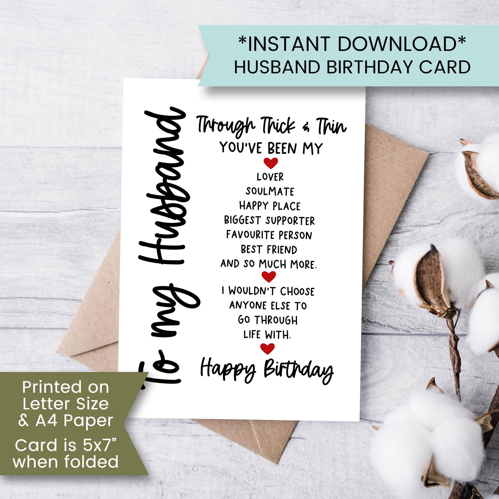 Printable Husband Birthday Card, Birthday Card For Husband in Printable Birthday Card For Husband
