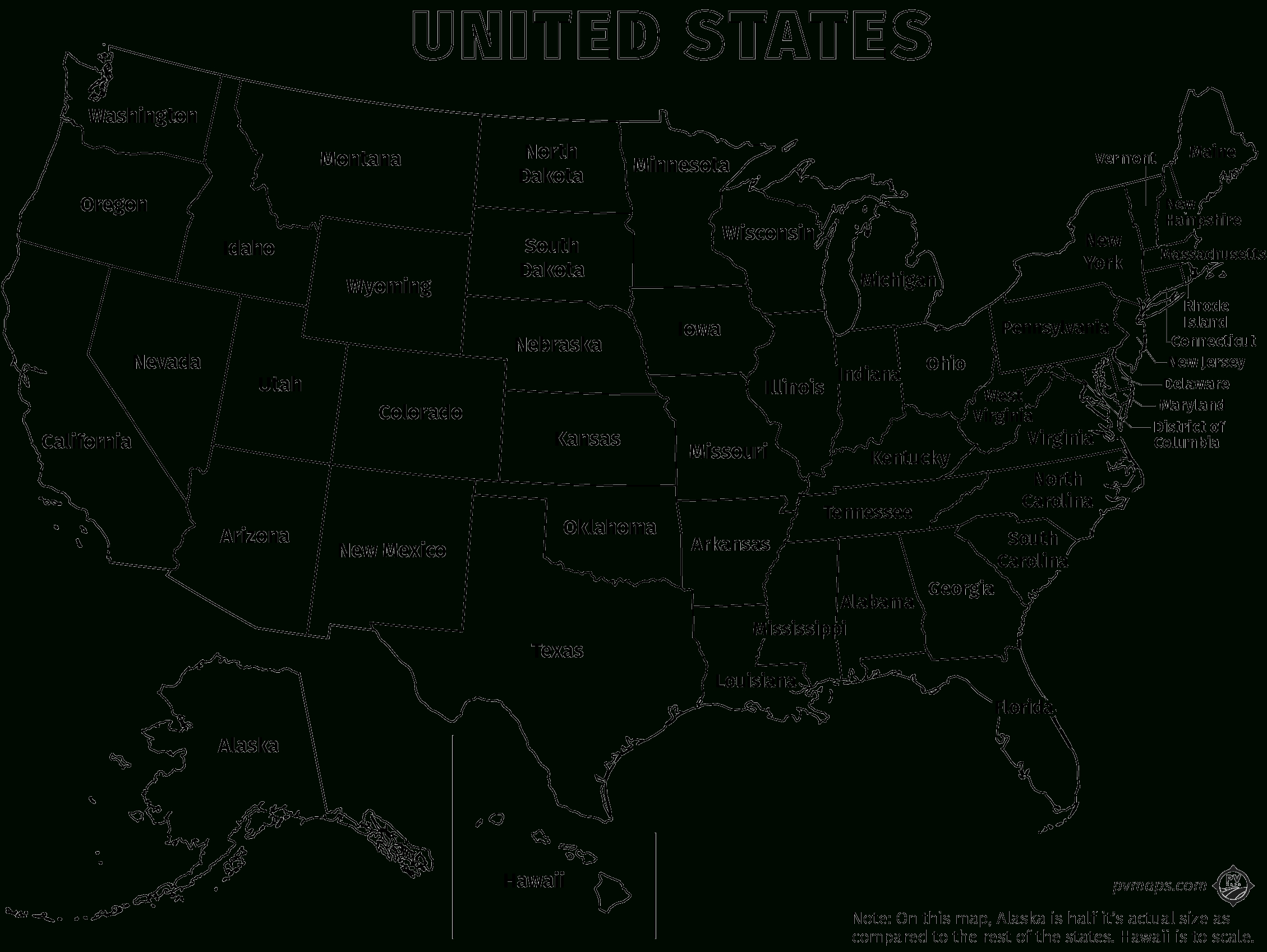 Printable Line Maps | Pvmaps intended for Black And White Us Map Printable