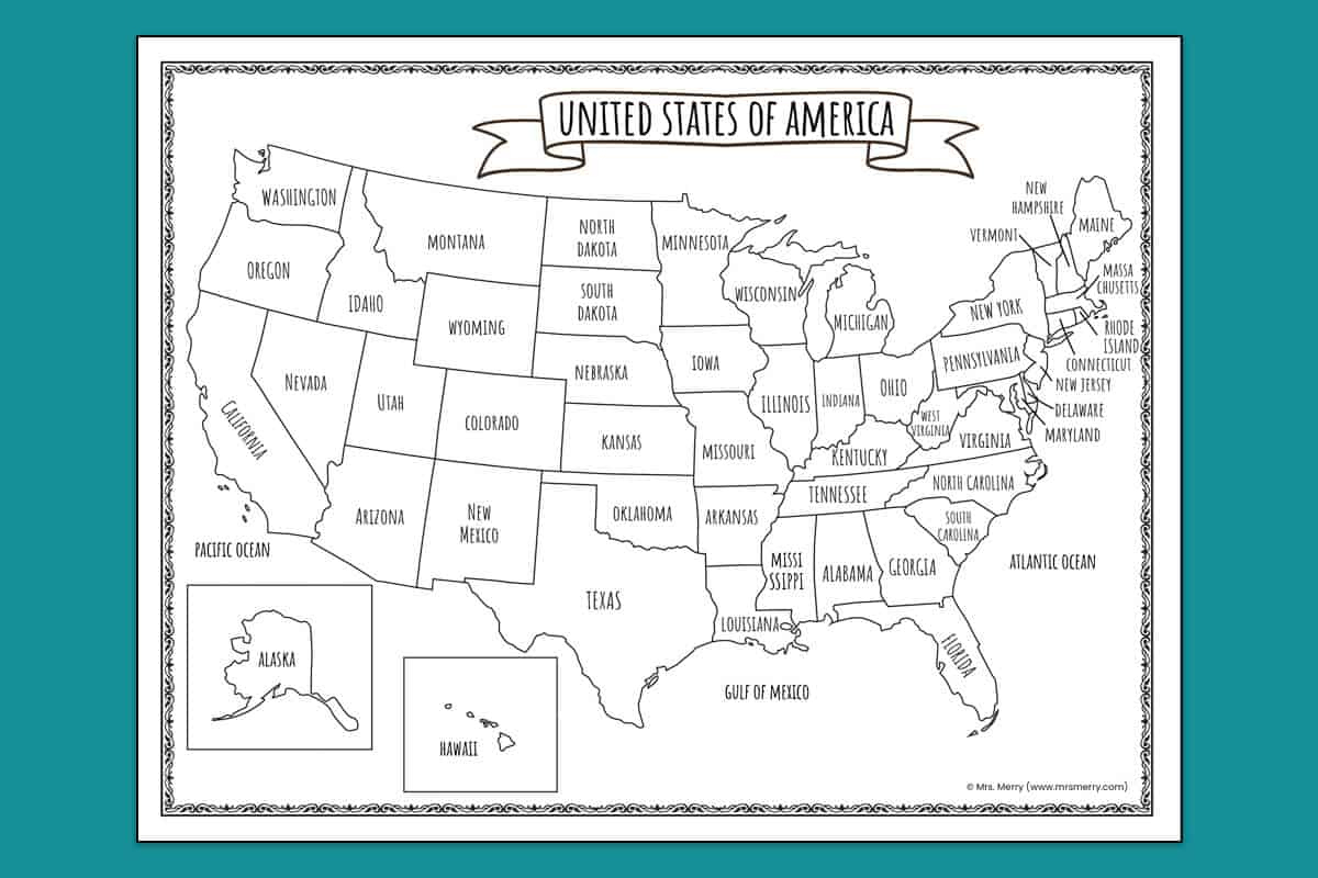 Printable Map Of The United States | Mrs. Merry throughout Map Of Usa Printable