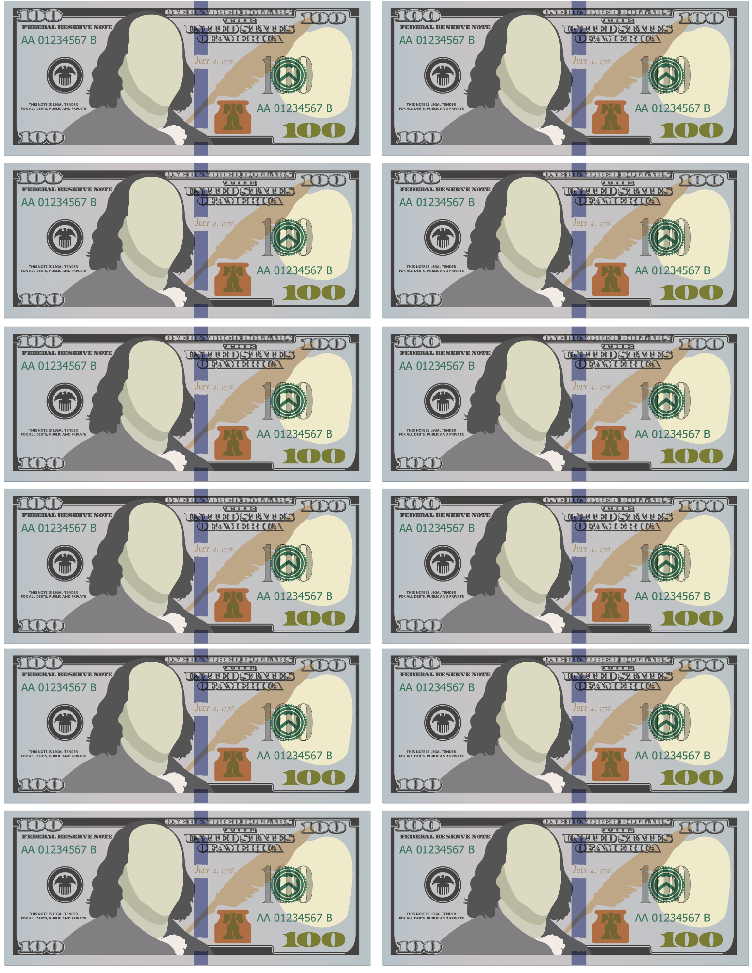Printable Money - One Hundred Dollar Bill regarding 100 Dollar Play Money Printable