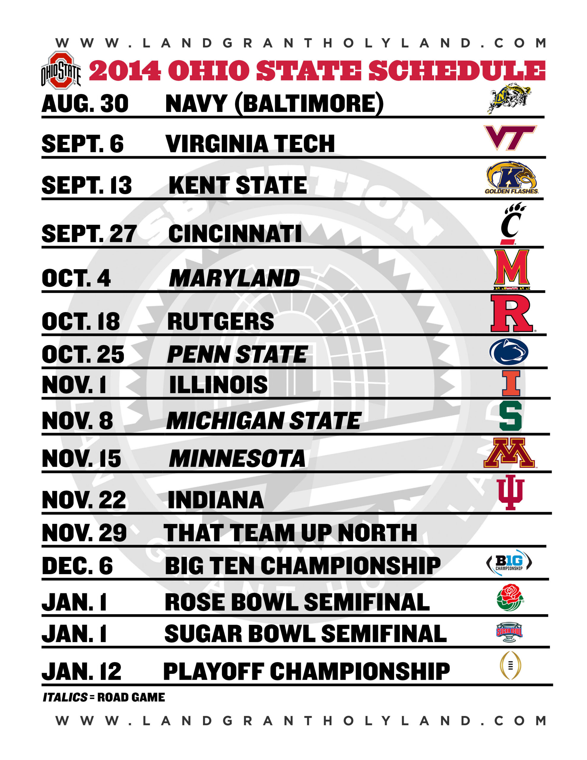 Printable Ohio State Football Schedule 2014 | Land-Grant Holy Land with regard to Printable Ohio State Basketball Schedule