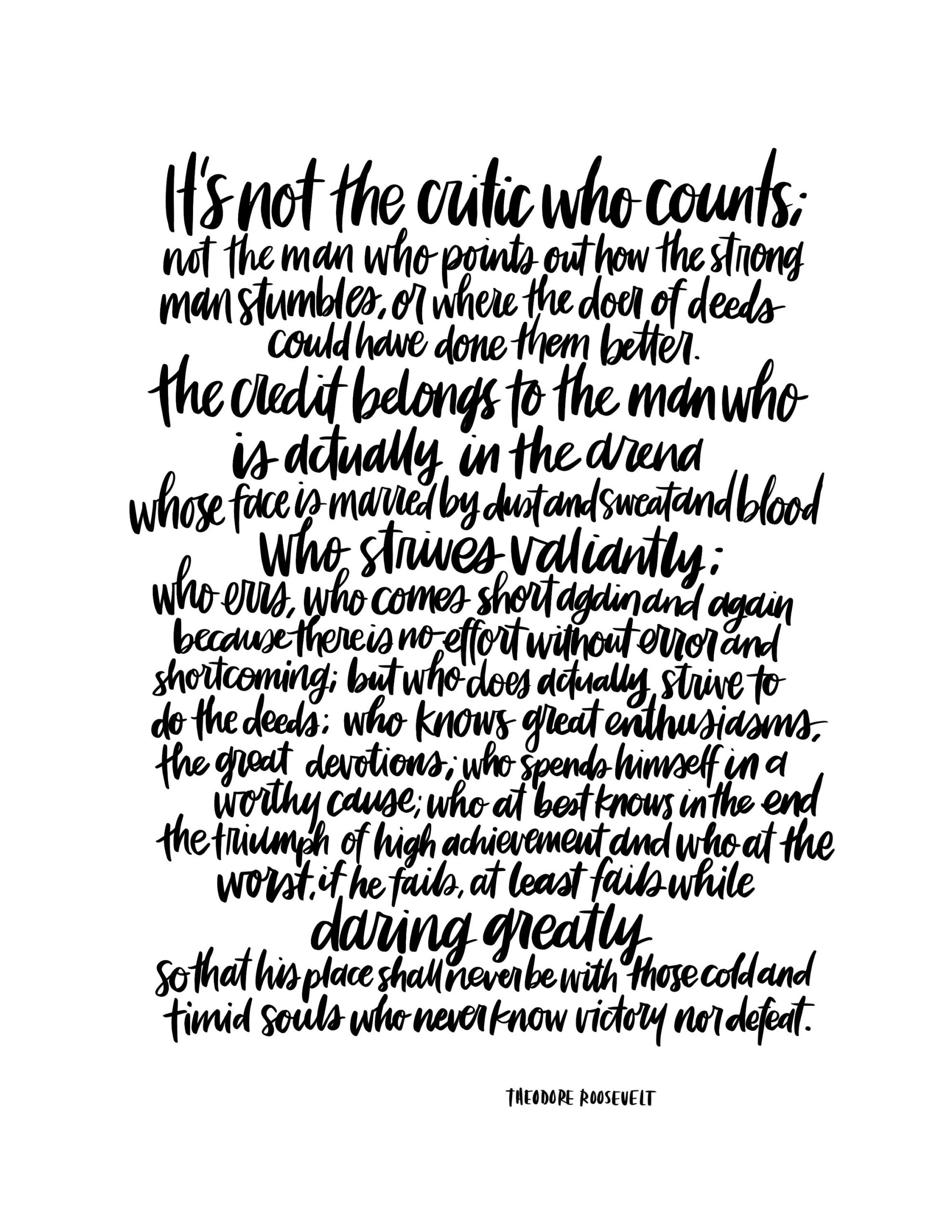 Printable The Man In The Arena Theodore Roosevelt Inspirierendes with Printable Man In The Arena