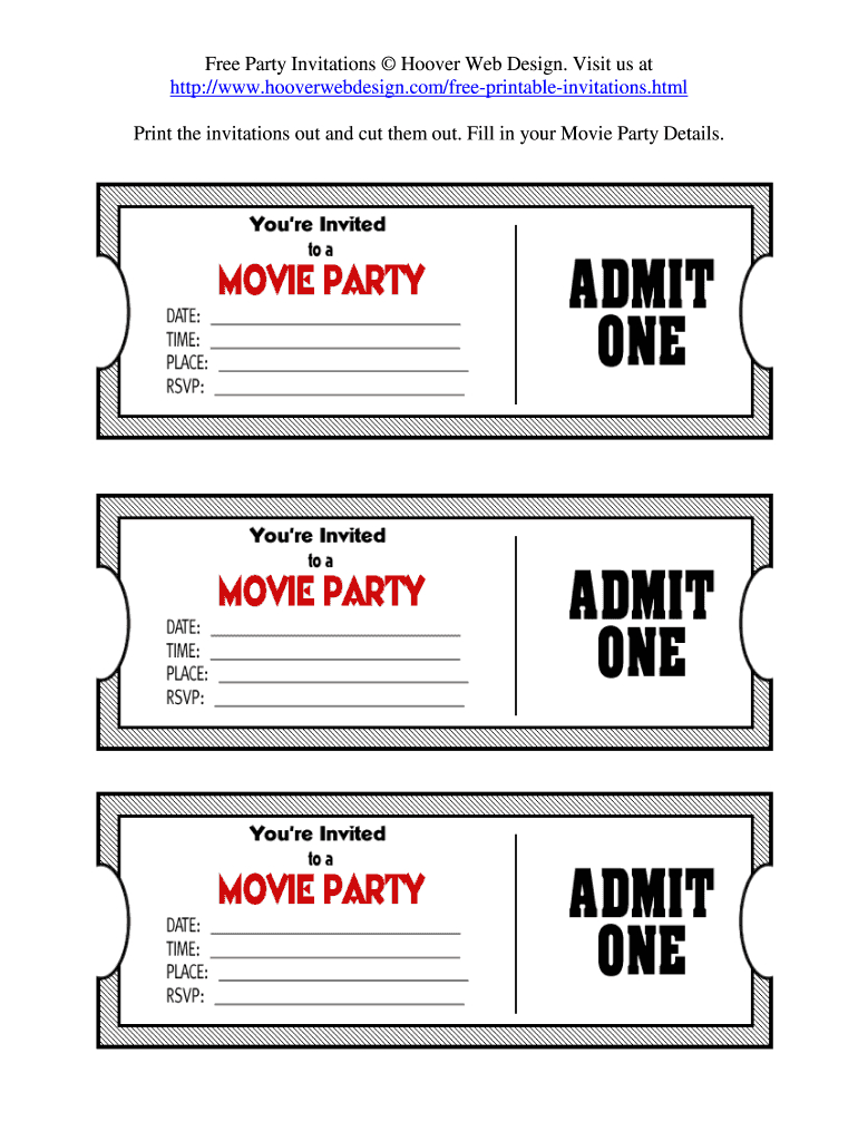 Printable Tickets - Fill Online, Printable, Fillable, Blank inside Free Printable Movie Tickets