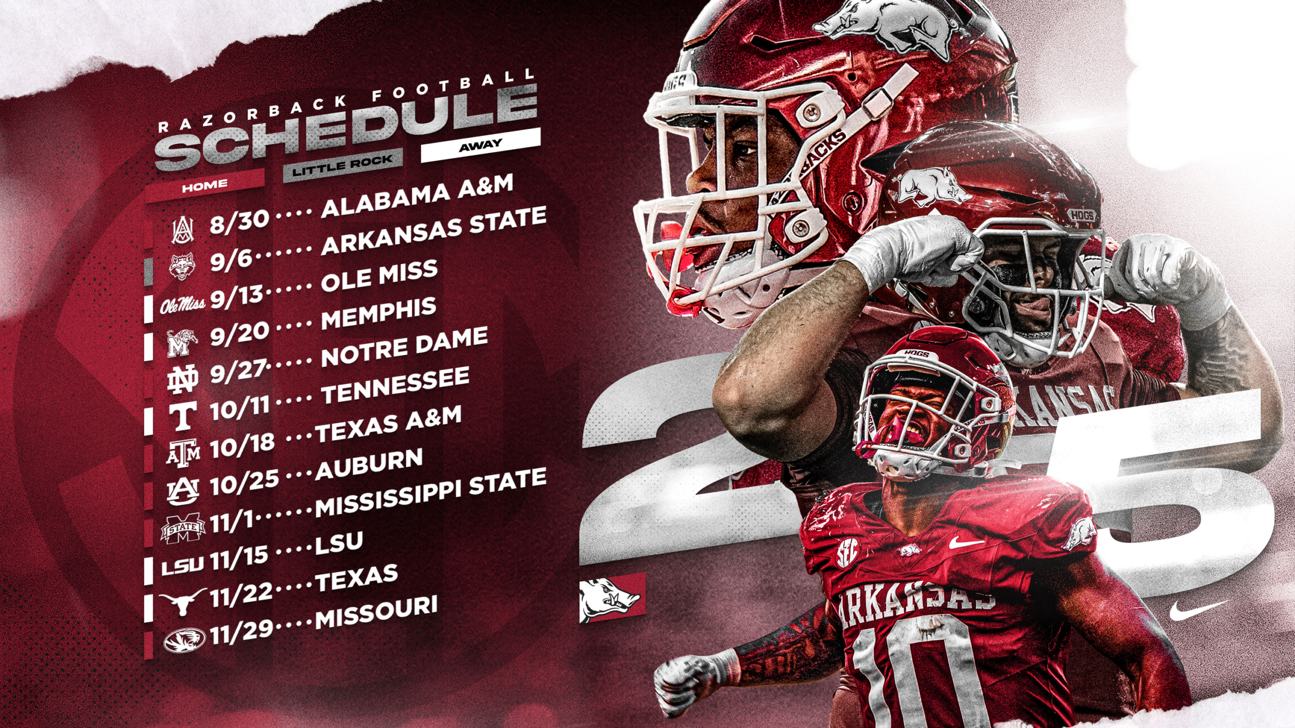 Razorbacks&amp;#039; 2025 Schedule Unveiled | Arkansas Razorbacks throughout Arkansas Razorback Football Schedule Printable