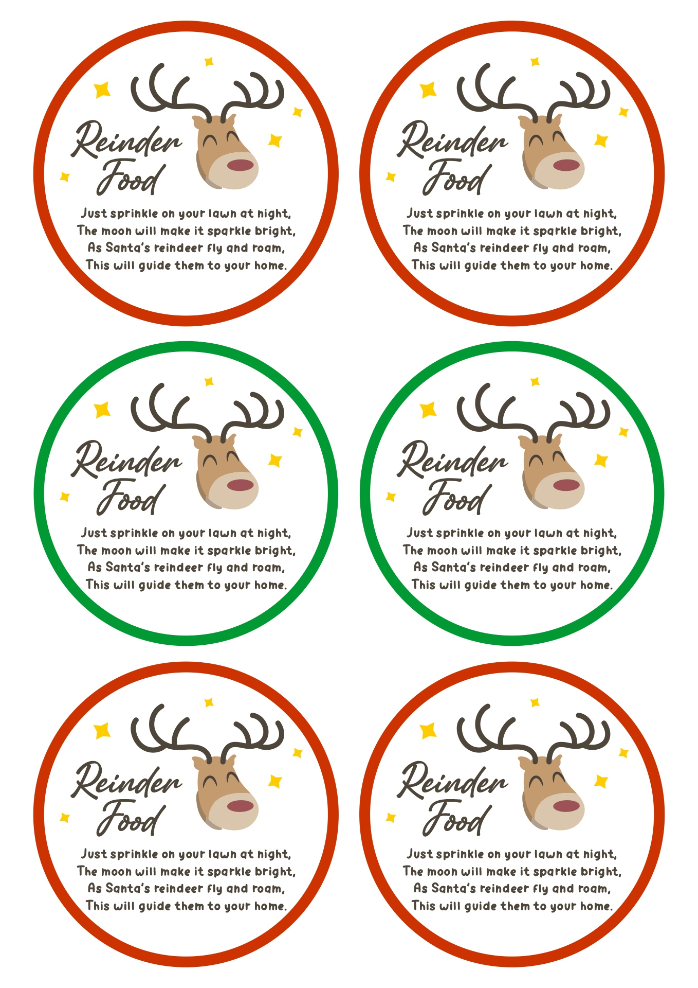 Reindeer Food Tags Free Printable within Free Printable Reindeer Food Labels
