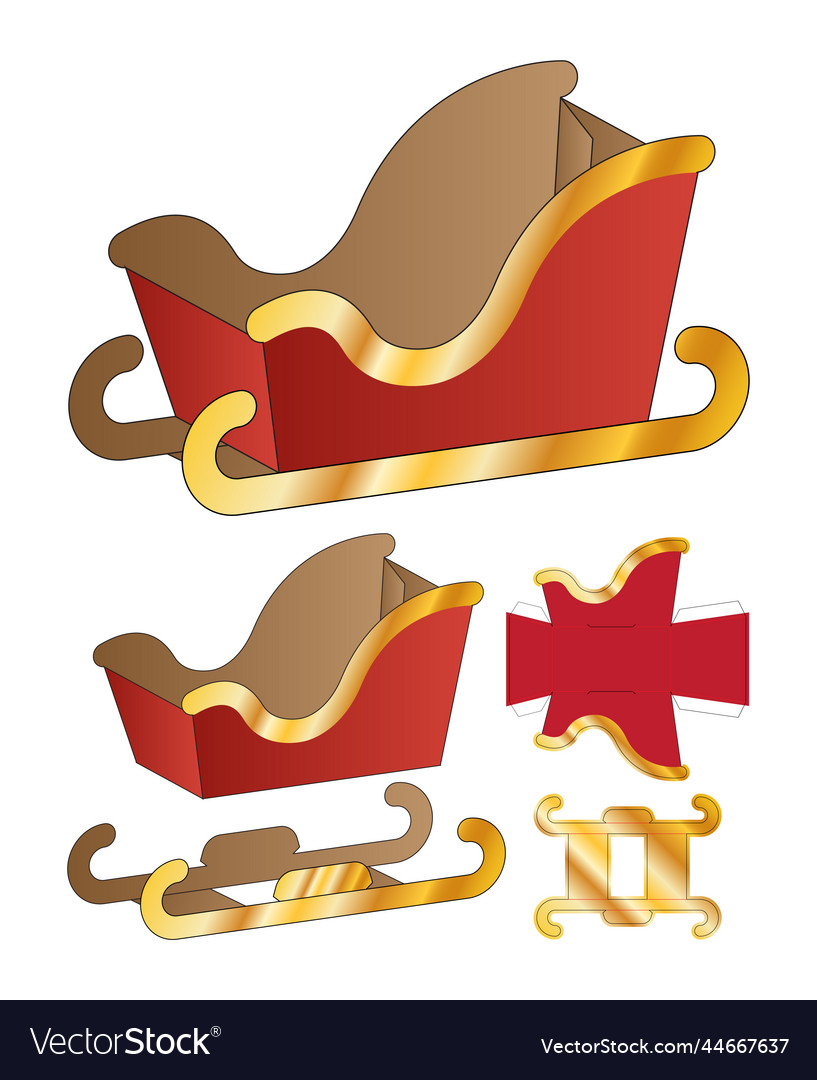 Santa Claus Sleigh Cart Packaging Template – Royalty-Free Vector with Free Printable Santa Sleigh Templates