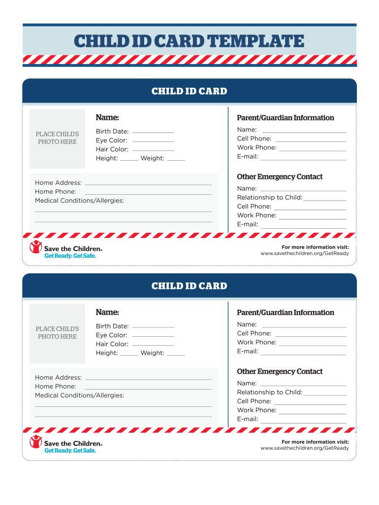 Save Form Children Child Id Card - Fill Online, Printable inside Pdf Printable Emergency Card Template