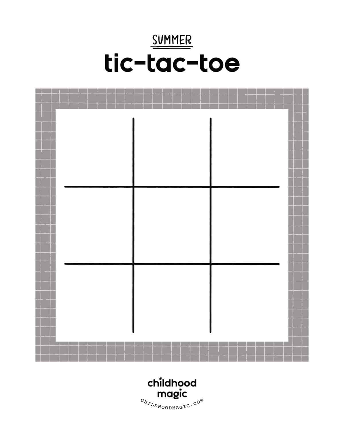 Summer Tic-Tac-Toe - Childhood Magic for Tic Tac Toe Board Printable