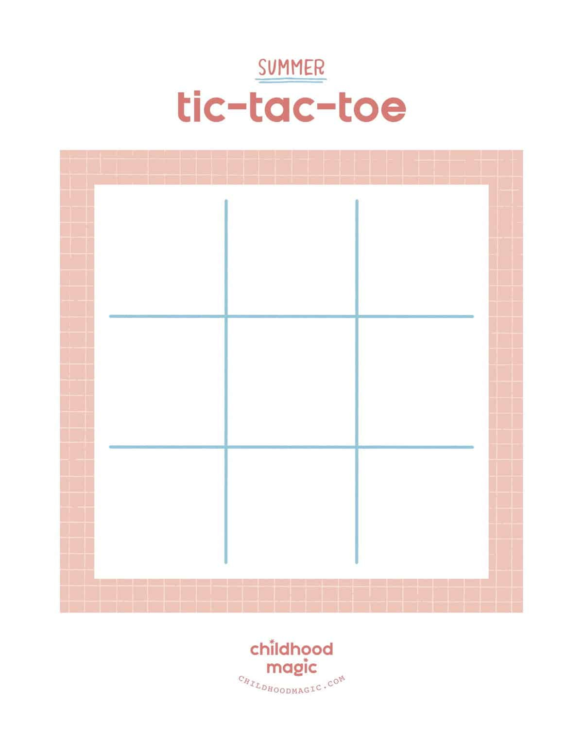 Summer Tic-Tac-Toe - Childhood Magic with regard to Tic Tac Toe Board Printable