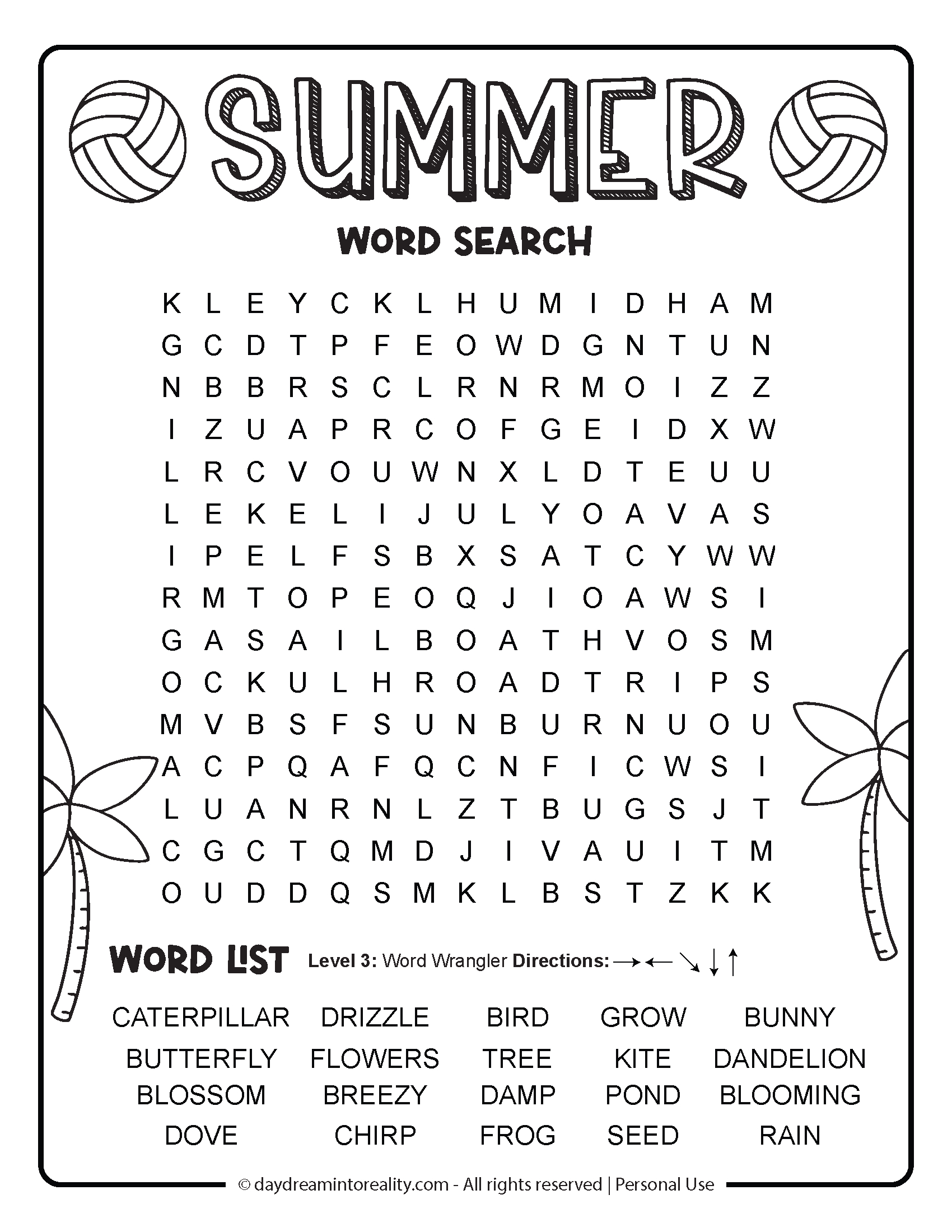 Summer Word Search Free Pdf Printables | 6 Levels Of Difficulty regarding Printable Summer Word Search Puzzles