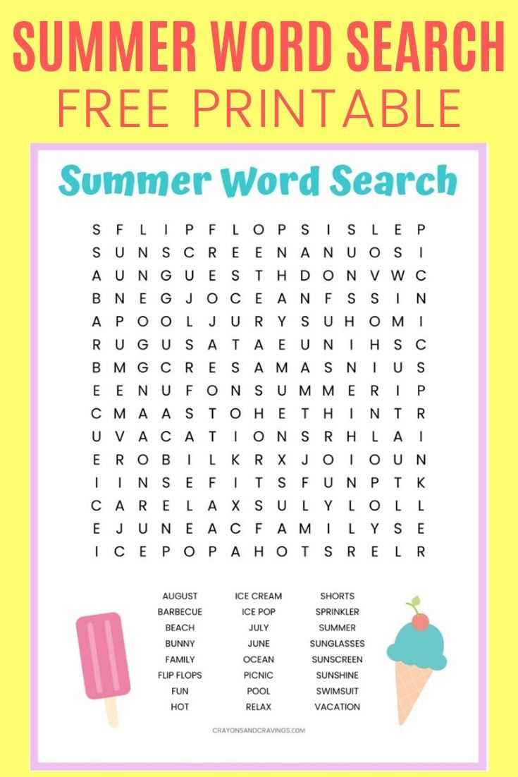 Summer Word Search Printable with Printable Summer Word Search Puzzles