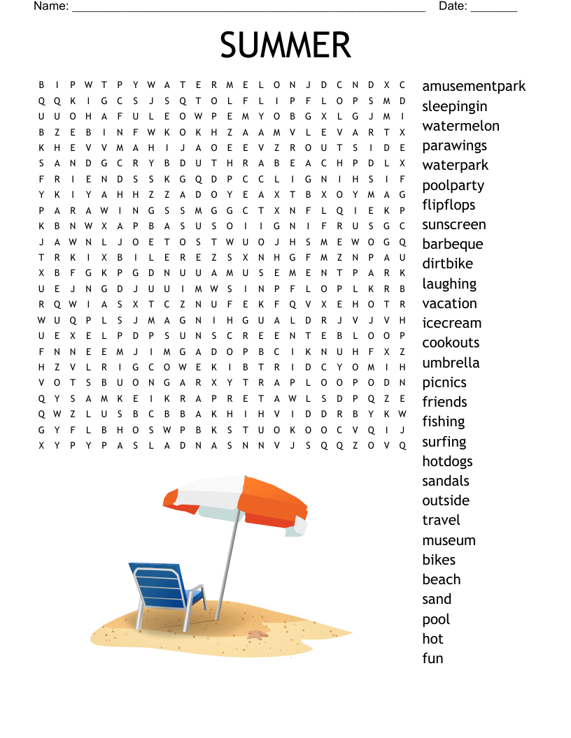 Summer Word Search - Wordmint throughout Printable Summer Word Search Puzzles