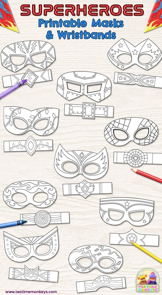 Superhero Masks & Wristbands For Colouring within Printable Superhero Arts and Crafts