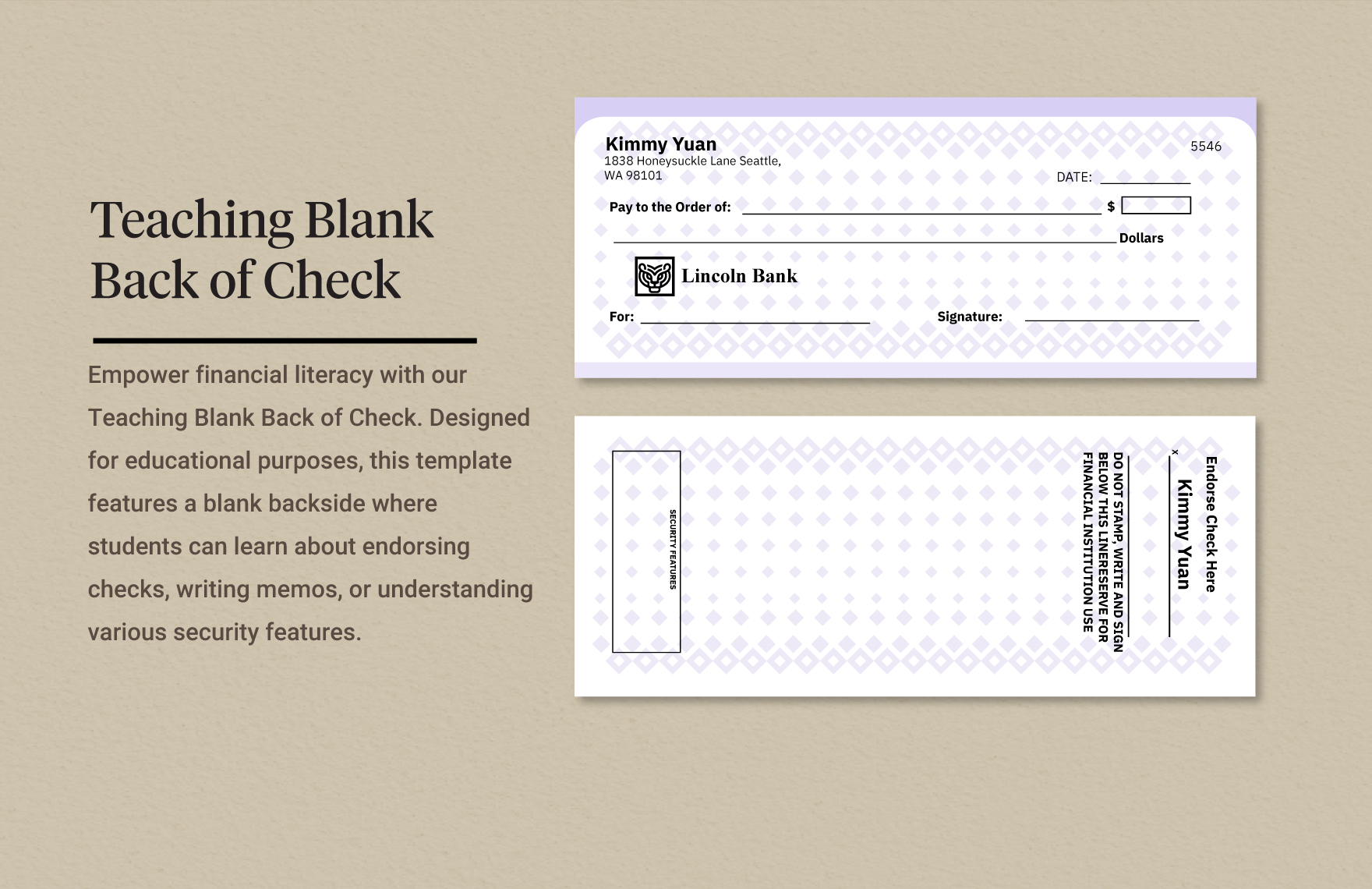 Teaching Blank Back Of Check In Illustrator, Word, Psd - Download regarding Printable Back of Check Template