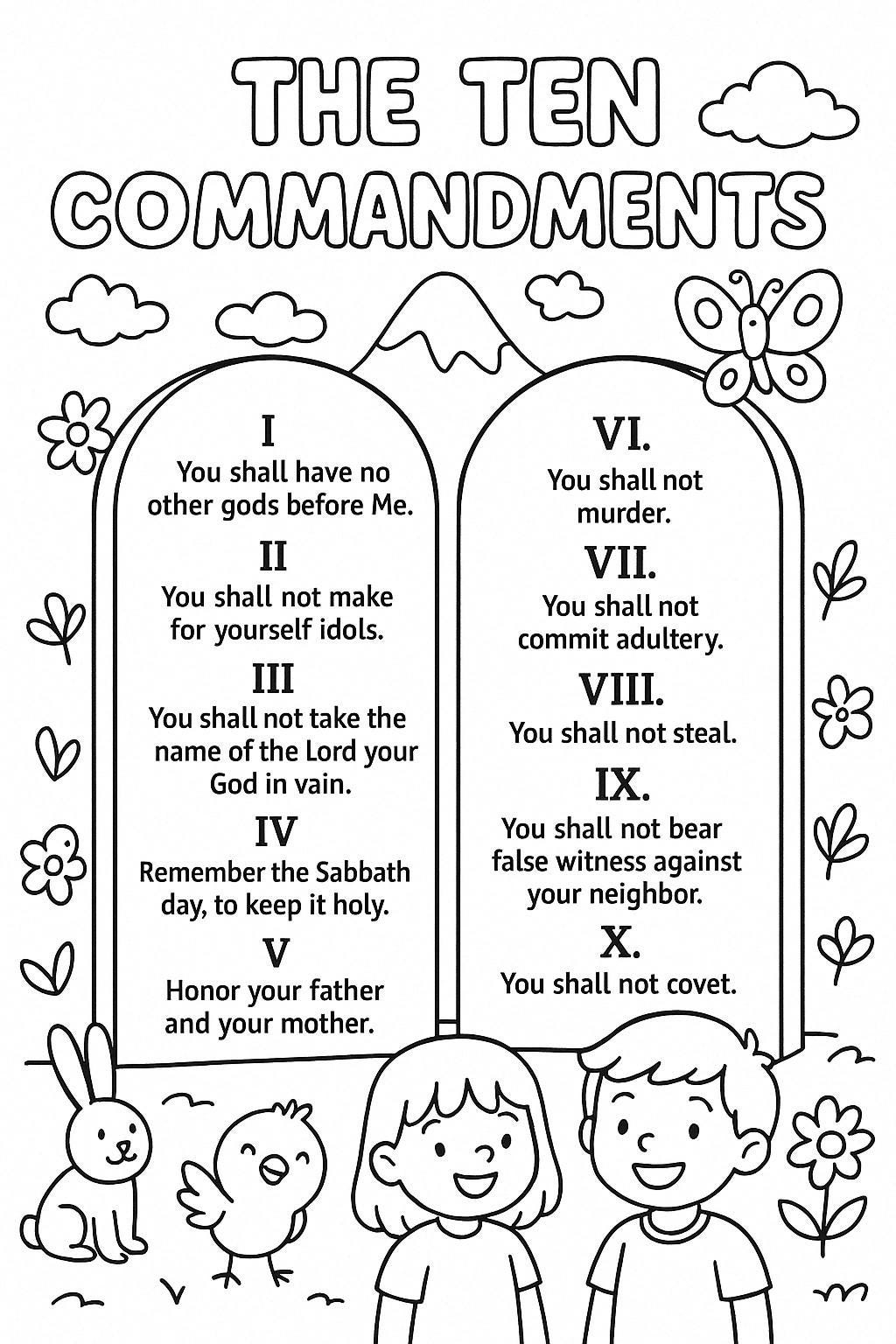 Ten Commandments Coloring Page – Christian Bible Printable For within Printable Ten Commandments Worksheet