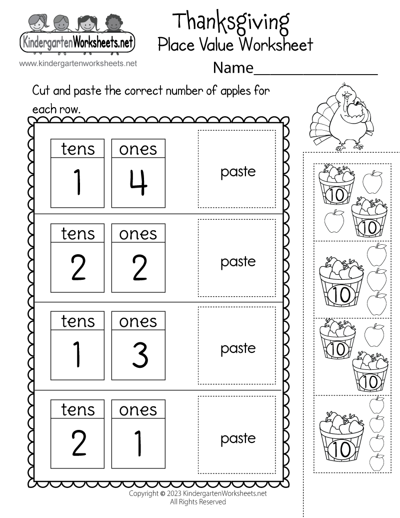 Thanksgiving Place Value Worksheet - Free Printable, Digital, &amp;amp; Pdf intended for Free Printable Thanksgiving Math Worksheets For Kindergarten