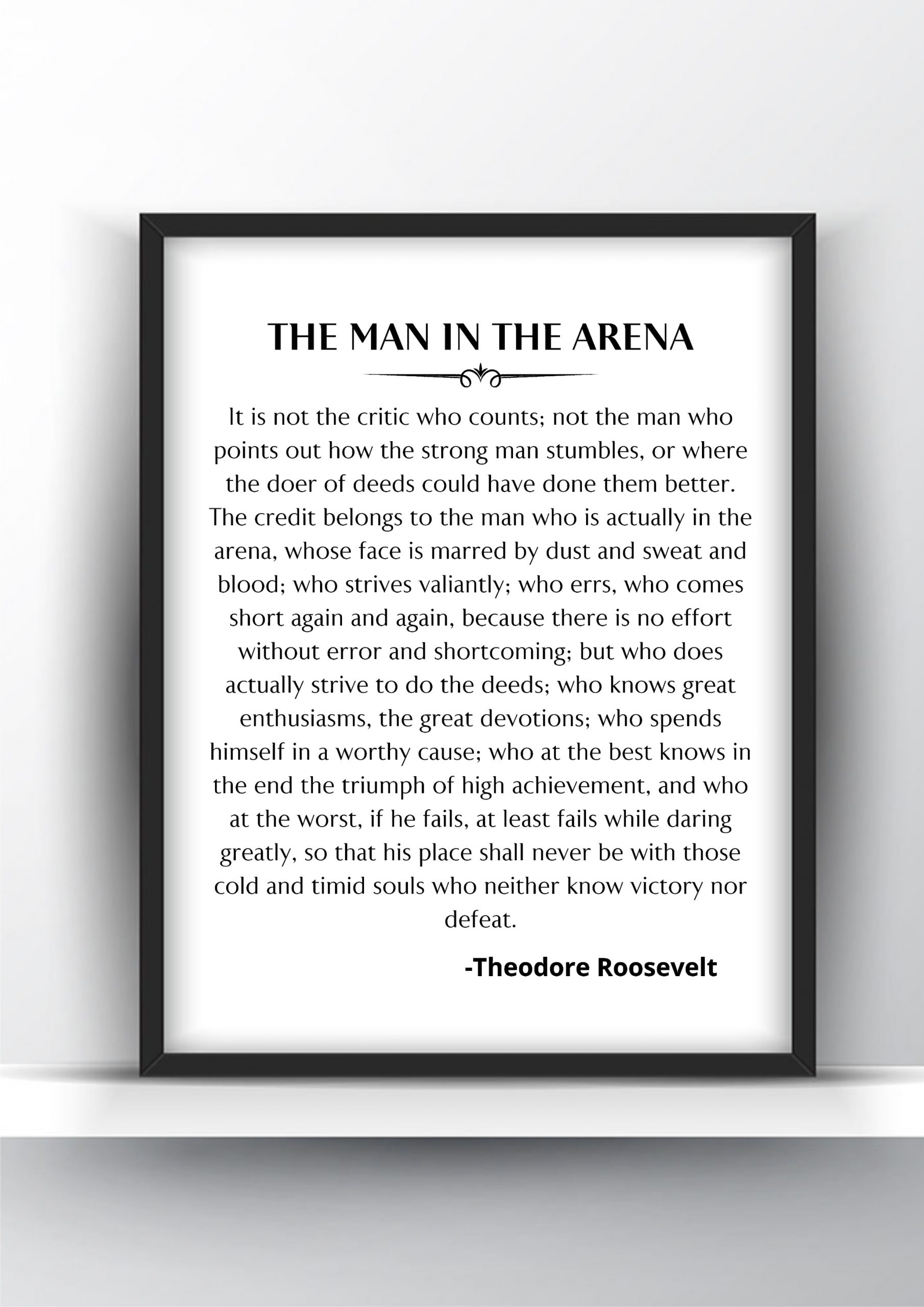 The Man In The Arena Speechtheodore Roosevelt Poster with regard to Printable Man in the Arena