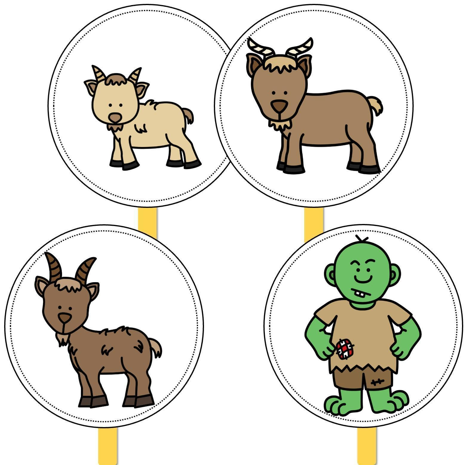 Three Billy Goats Gruff Stick Puppets - Top Teacher in 3 Billy Goats Gruff Printables