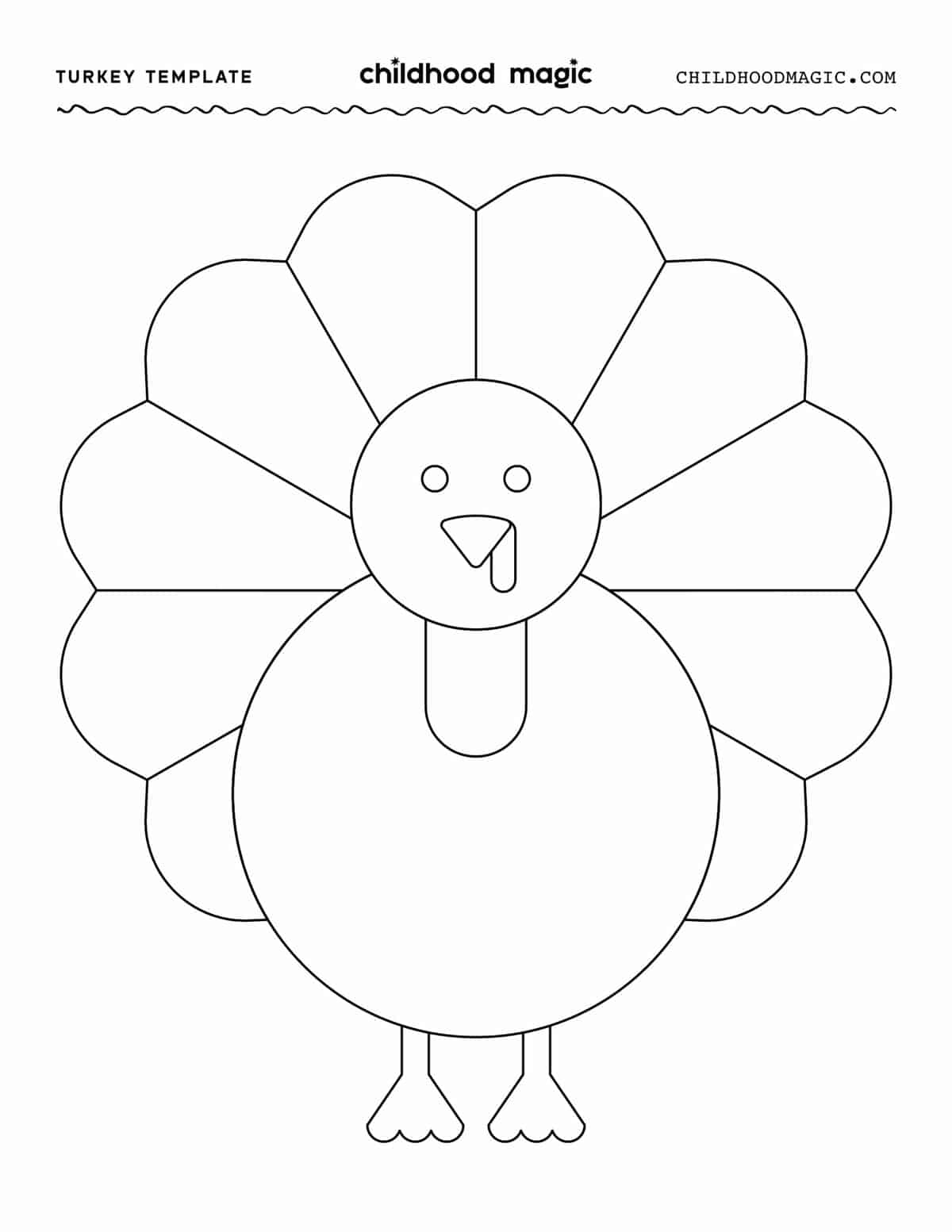 Turkey Template - Childhood Magic regarding Free Printable Thanksgiving Turkey Template