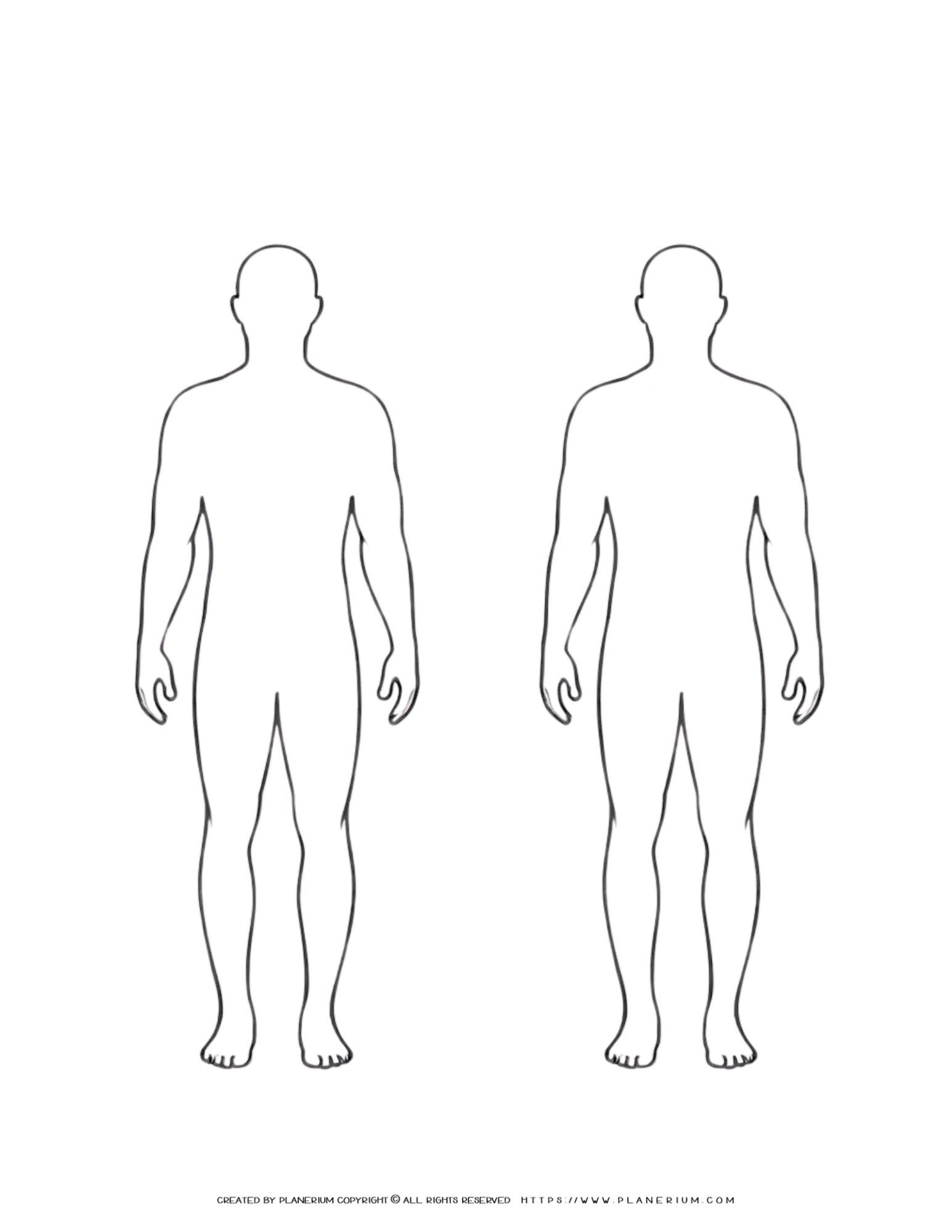 Two Man Human Body Outline Printable For Fun Learning with Outline of the Human Body Printable