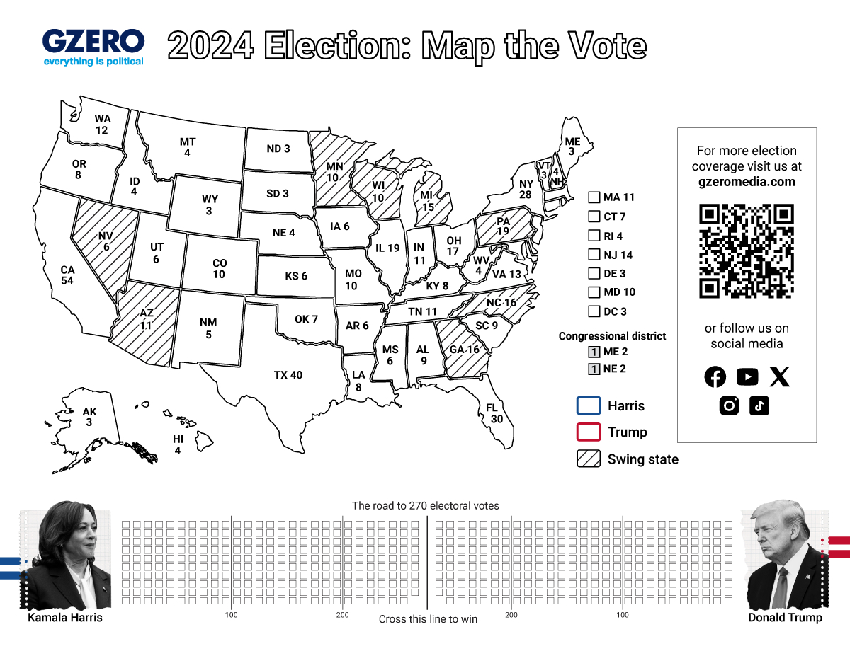 Us Election 2024: Map The Vote, Post-Election - Gzero Media with Electoral College Map Blank Printable