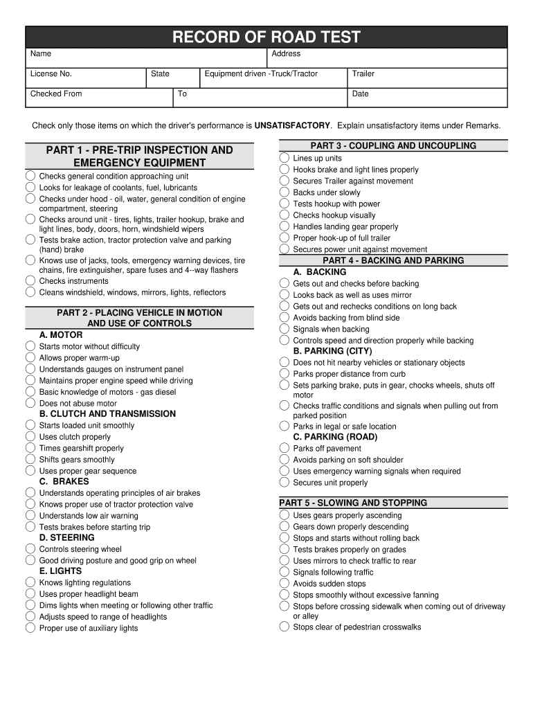 Wa Record Of Road Test Form - Fill Online, Printable, Fillable within Printable Driver Evaluation Road Test Form