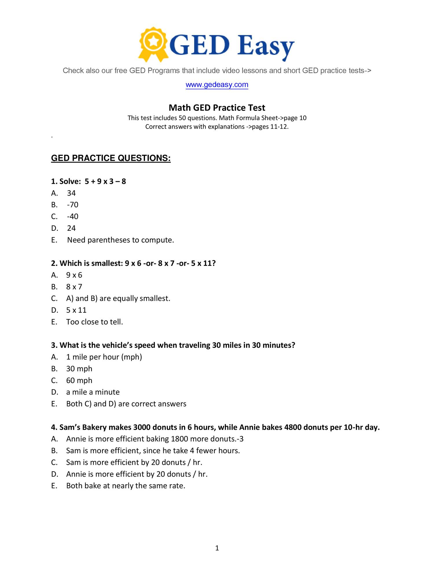 Week 15 Homework Adv Math- Printable-Ged-Math-Practice-Test2- Do with Free Printable Ged Practice Test