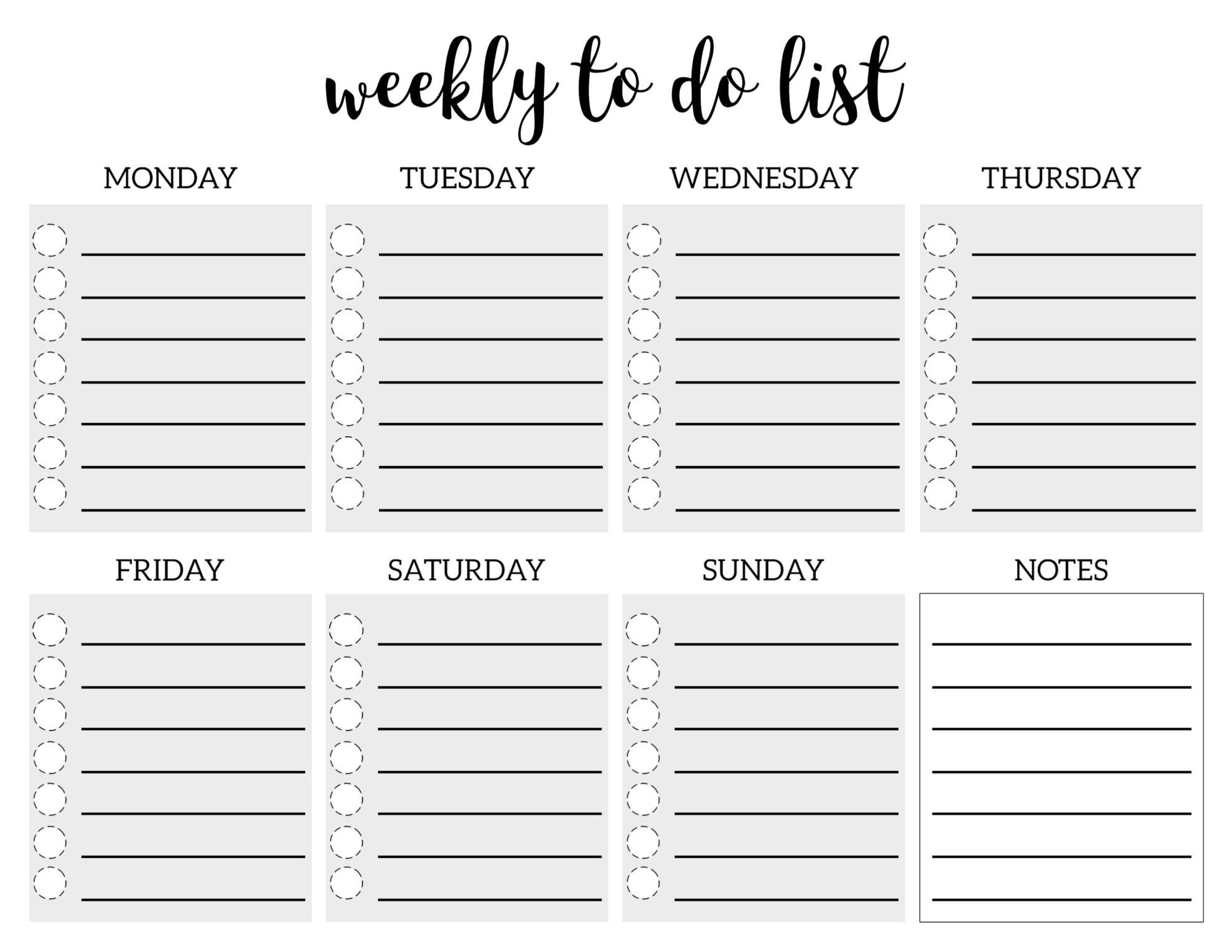 Weekly To Do List Printable Checklist Template - Paper Trail Design with regard to Printable Daily To Do List