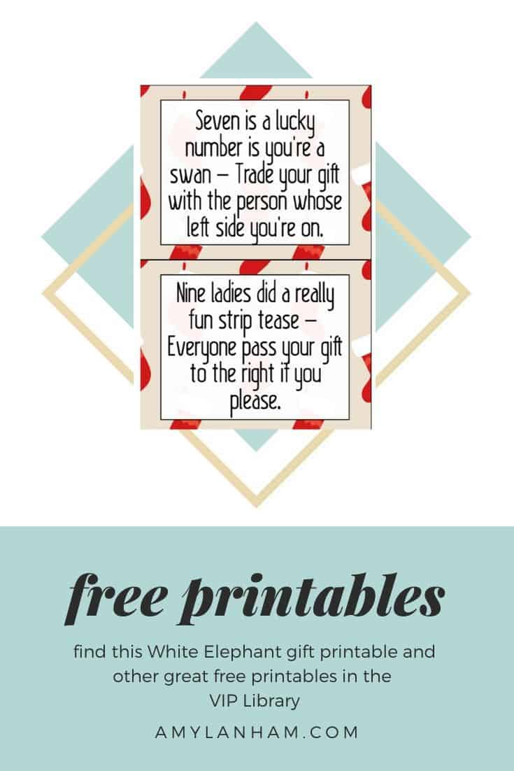 White Elephant Gift Printables - with Free Printable White Elephant Rules Printable