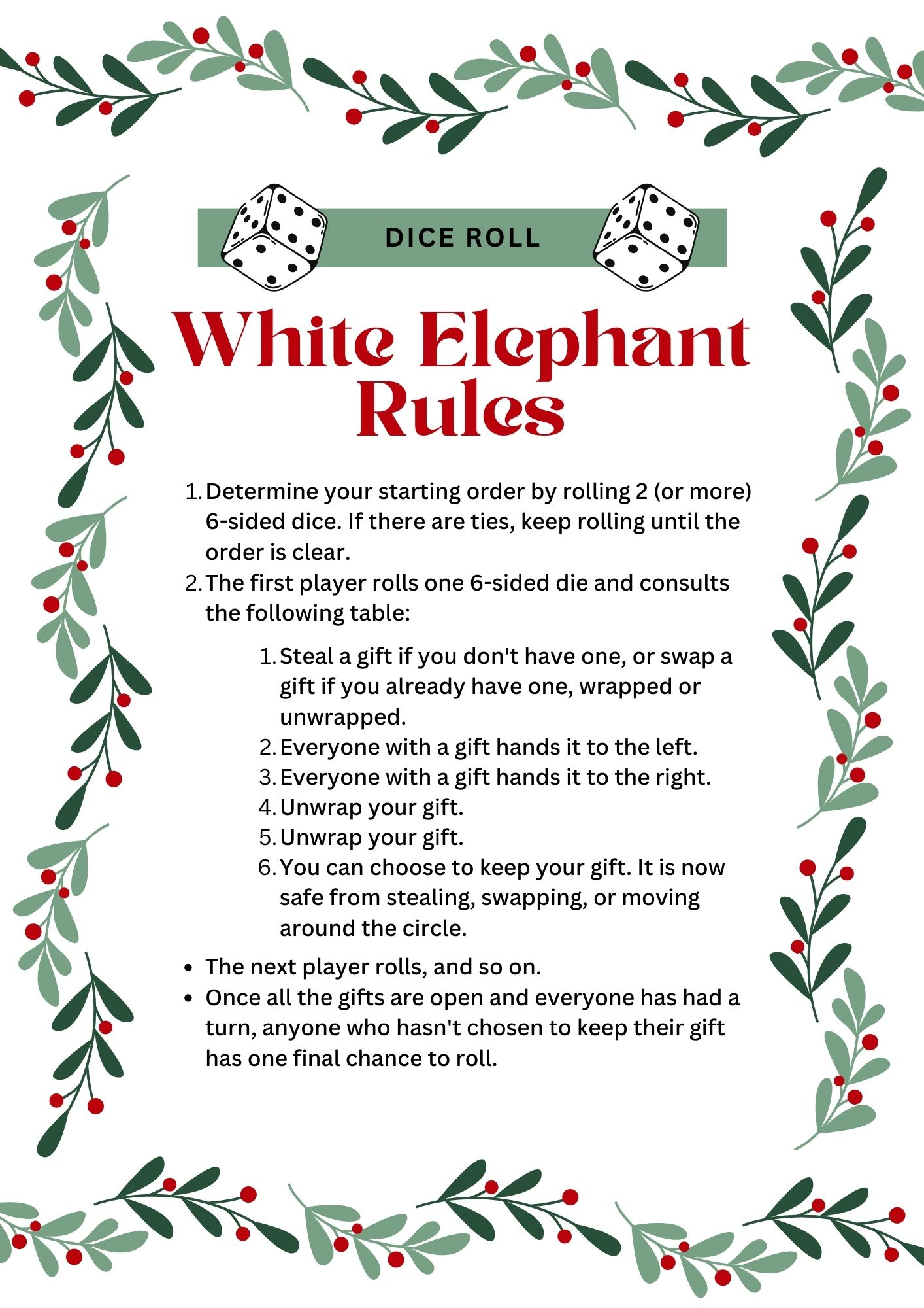 White Elephant Rules For Gift-Giving Fun [Printables] - Fun Blog throughout Free Printable White Elephant Rules Printable