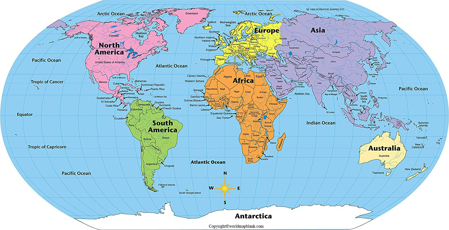 World Map With Continents – Continents World Map [Pdf] throughout Printable World Map With Continents And Oceans
