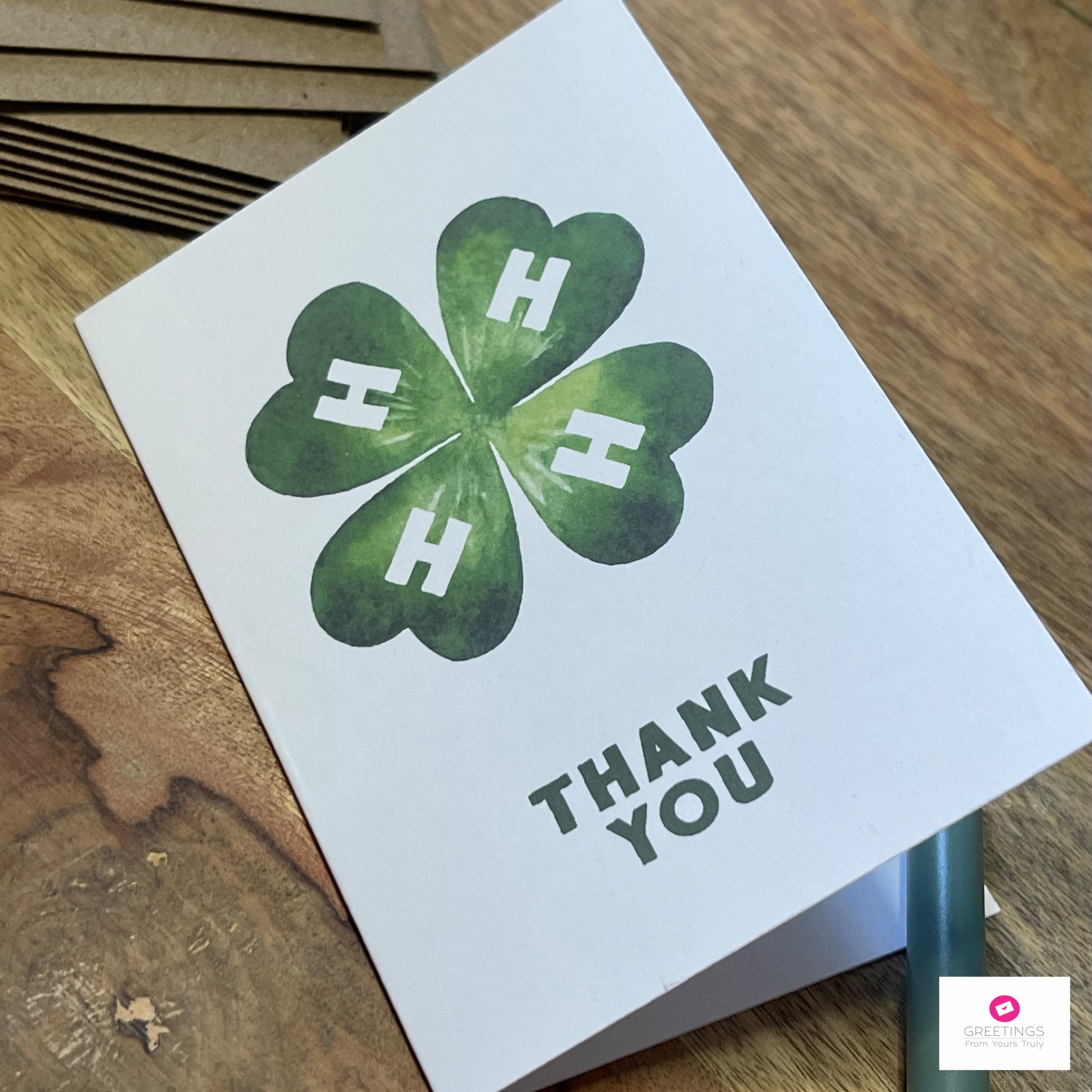 4-H Thank You Card: Clover Notecard - Etsy.de in 4h Thank You Cards Printable