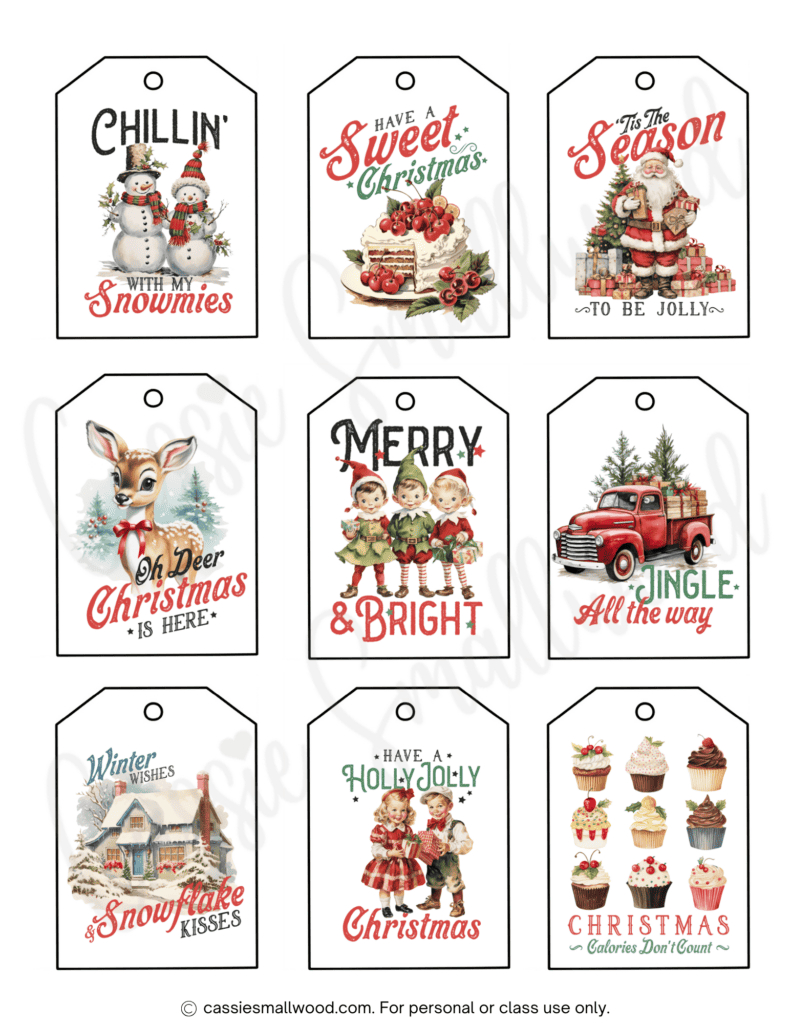 400+ Cutest Printable Christmas Tags (Free Pdf) - Cassie Smallwood intended for Free Printable Vintage Christmas Gift Tags