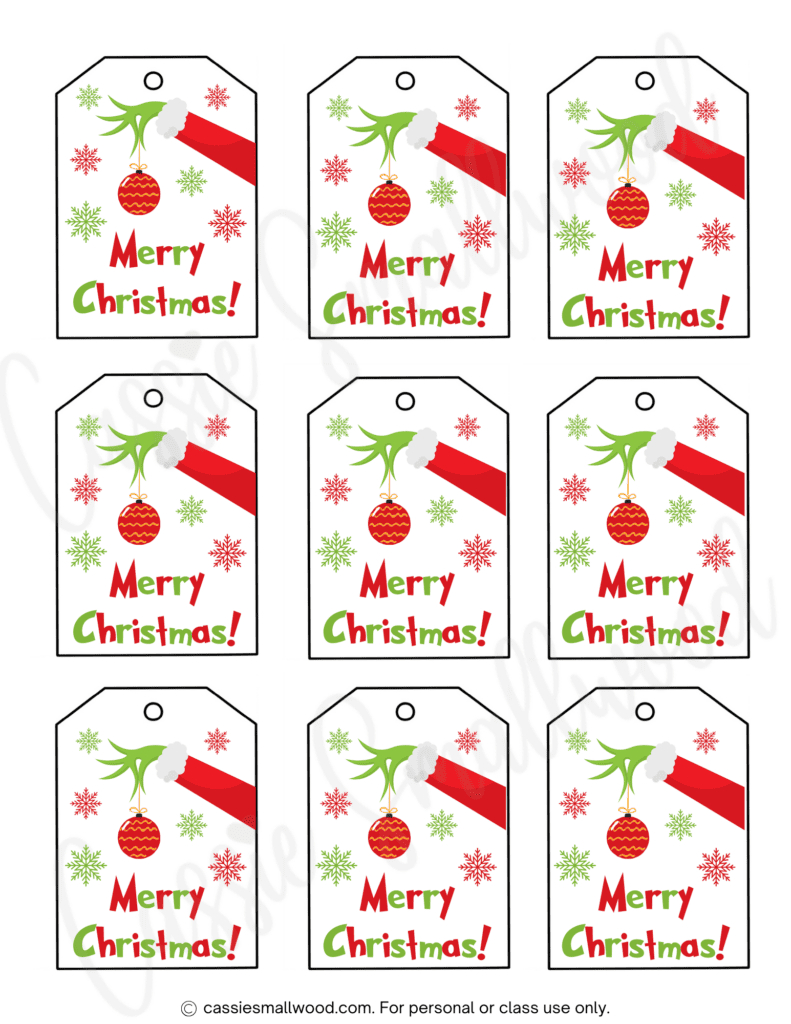 400+ Cutest Printable Christmas Tags (Free Pdf) - Cassie Smallwood with Merry Christmas Gift Tags Printable