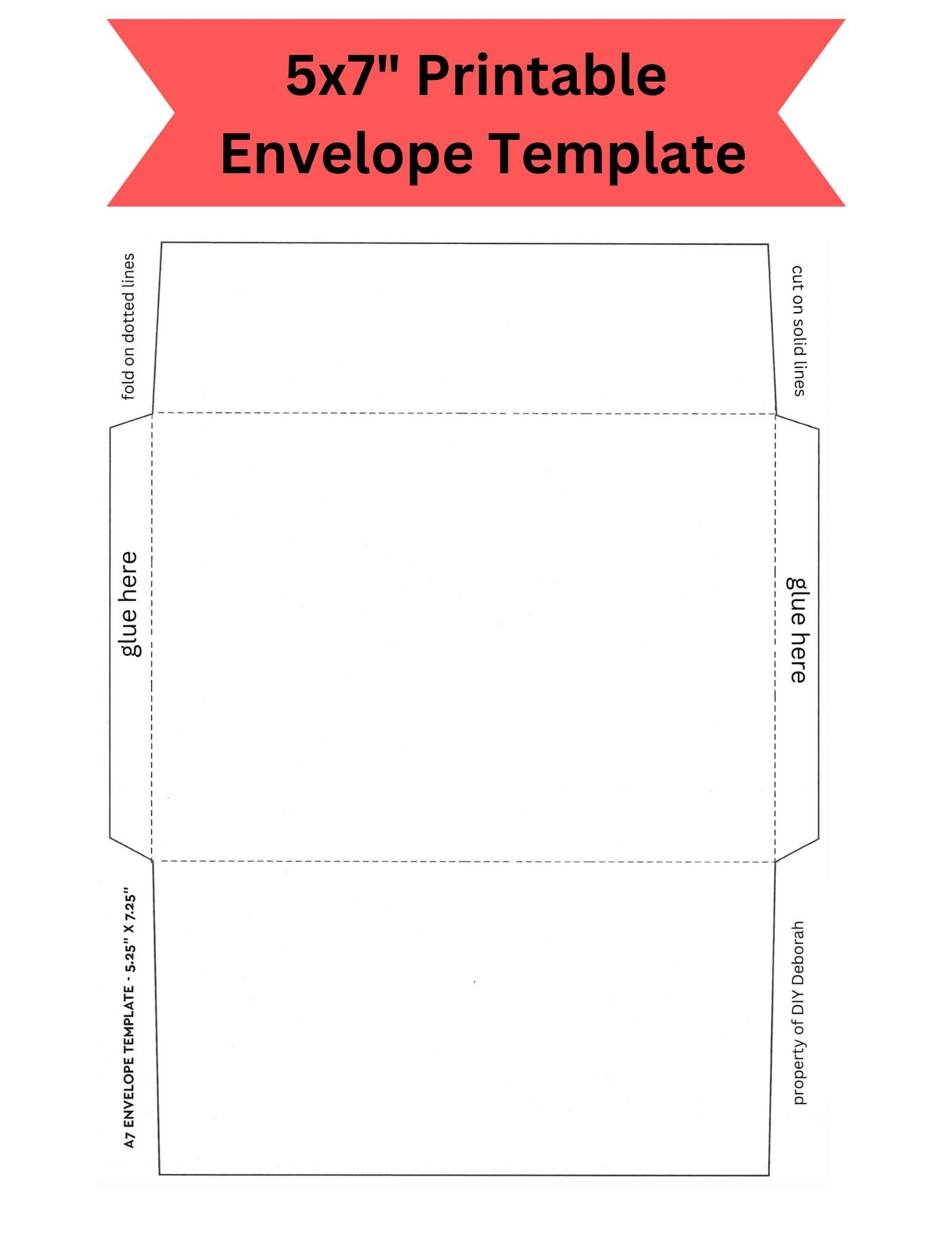 5X7&amp;quot; Printable Foldable Envelope Template, Instant Digital pertaining to Printable Christmas Card Envelopes 5x7
