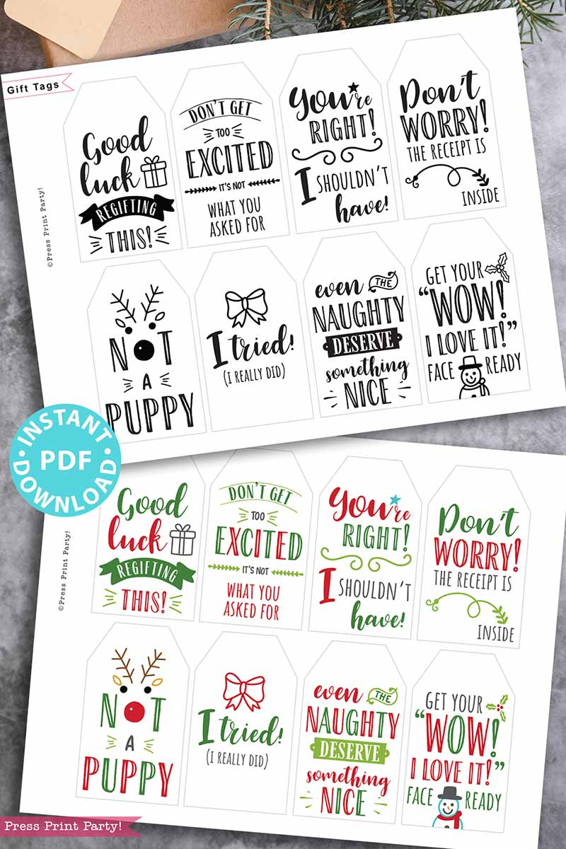 80 More Funny Christmas Tags Printable - Set 2 - Press Print Party! with regard to Printable Funny Christmas Tags