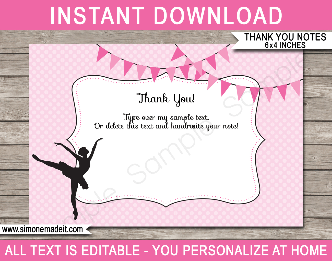 Ballerina Party Thank You Cards Template inside Free Printable Event Thank You Cards