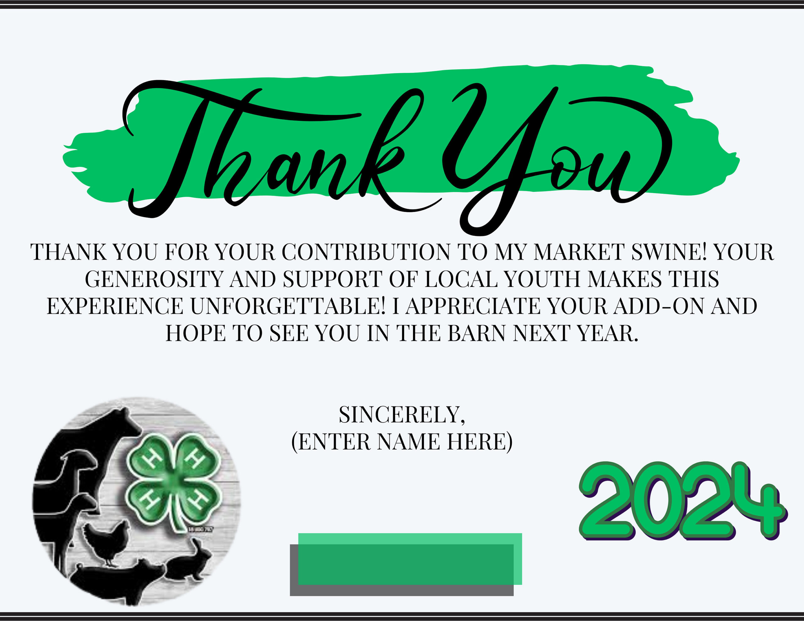 Canva Digital Template: 4-H Add-On Thank You Cards (Editable inside 4h Thank You Cards Printable