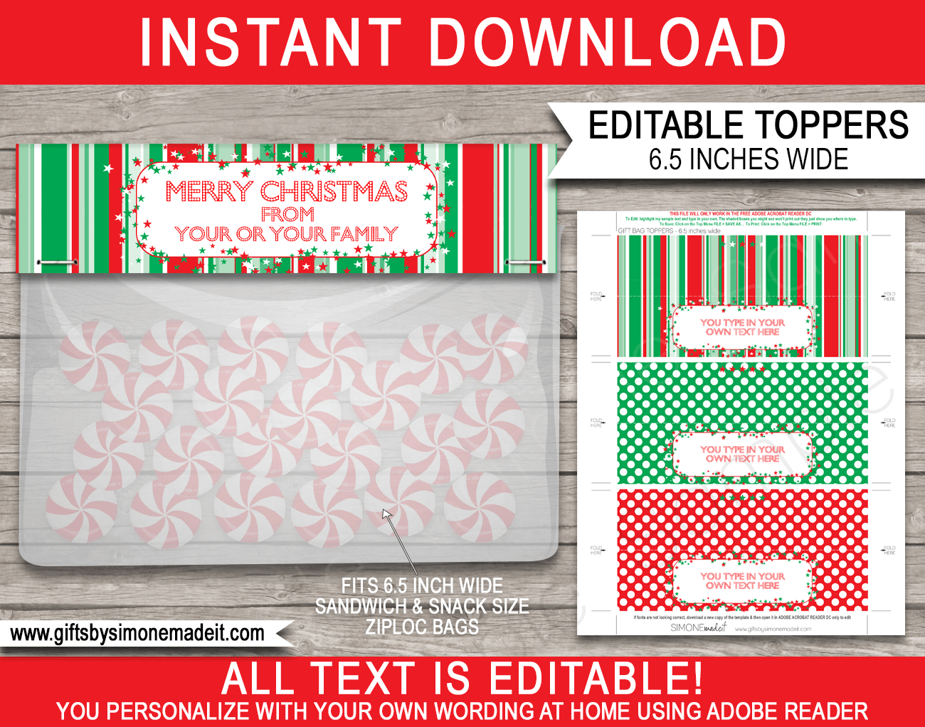 Christmas Bag Toppers (Patterns) - 6.5 Inch Wide regarding Free Printable Christmas Treat Bag Tags